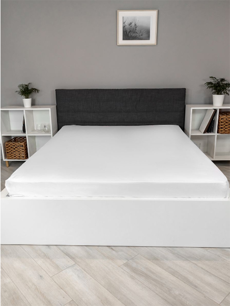 Простыня на резинке натяжная хлопок сатин 180х200х25 см / 160x200x25 cм